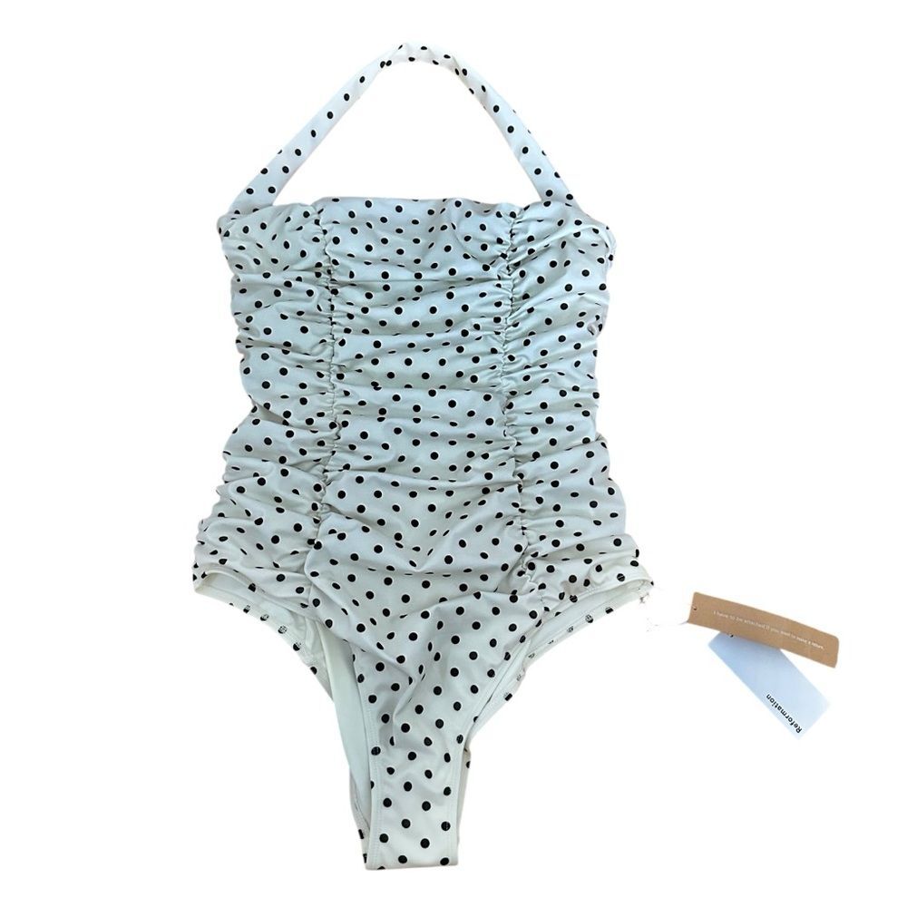 Reformation White and Black Polka Dot One Piece Swimsuit - Picture 9 of 9